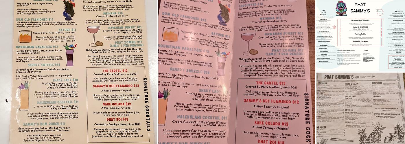 Phat Sammy's Menu