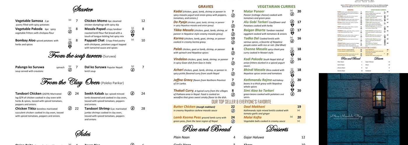 Mandala Restaurant Menu
