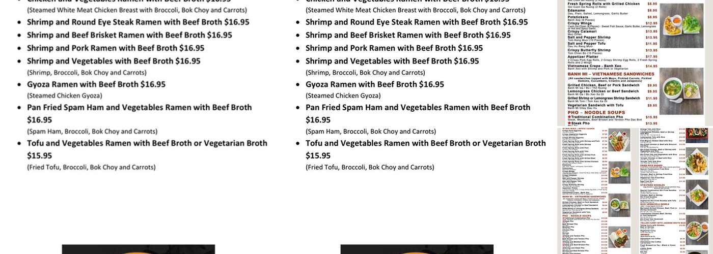 Pho Laveen Vietnamese Cuisine Menu