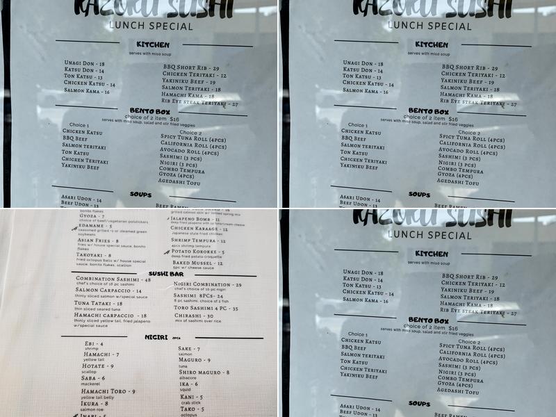 Kazoku Sushi Menu
