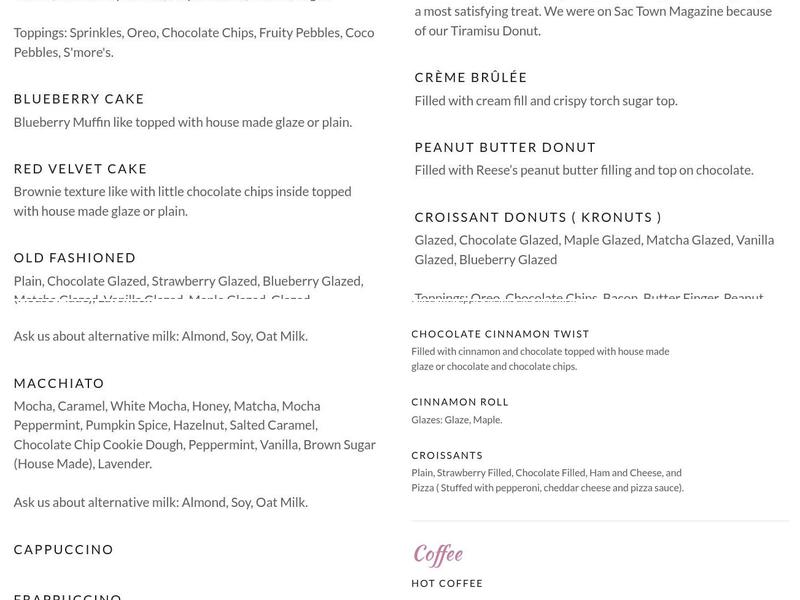 Donuts & Coffey Menu