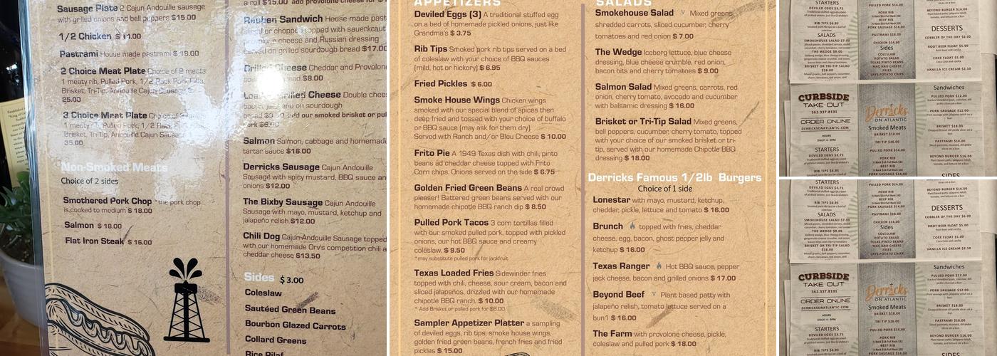 Derricks on Atlantic Menu