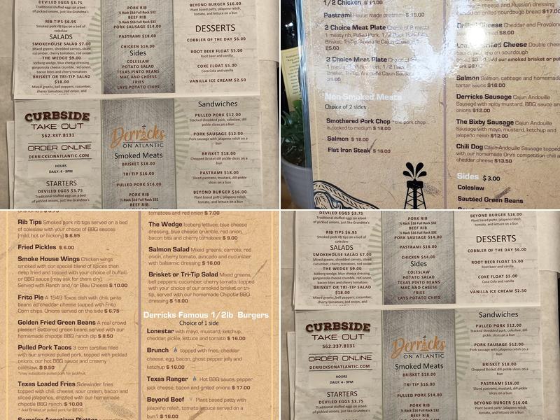 Derricks on Atlantic Menu