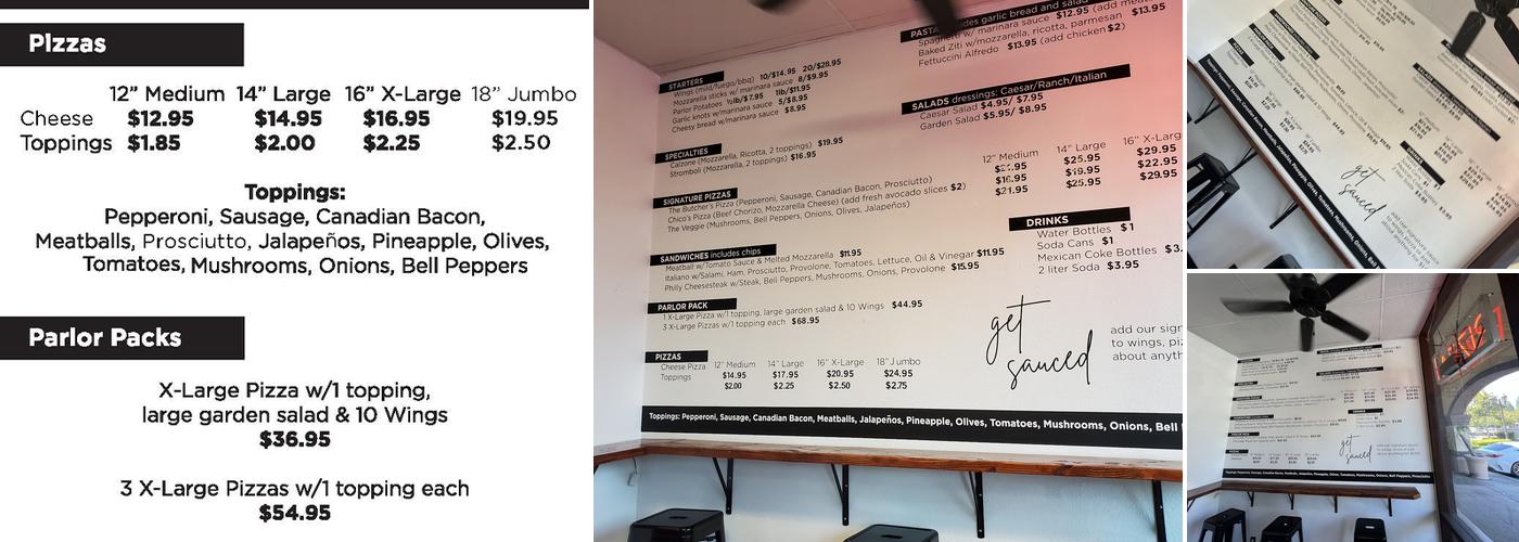 The Parlor Pizzeria Menu