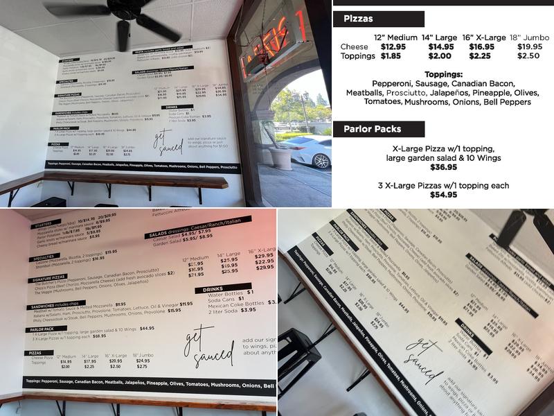 The Parlor Pizzeria Menu