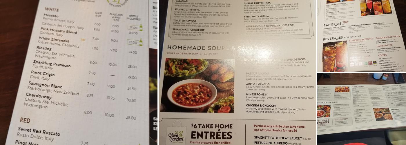 Olive Garden Italian Restaurant Menu