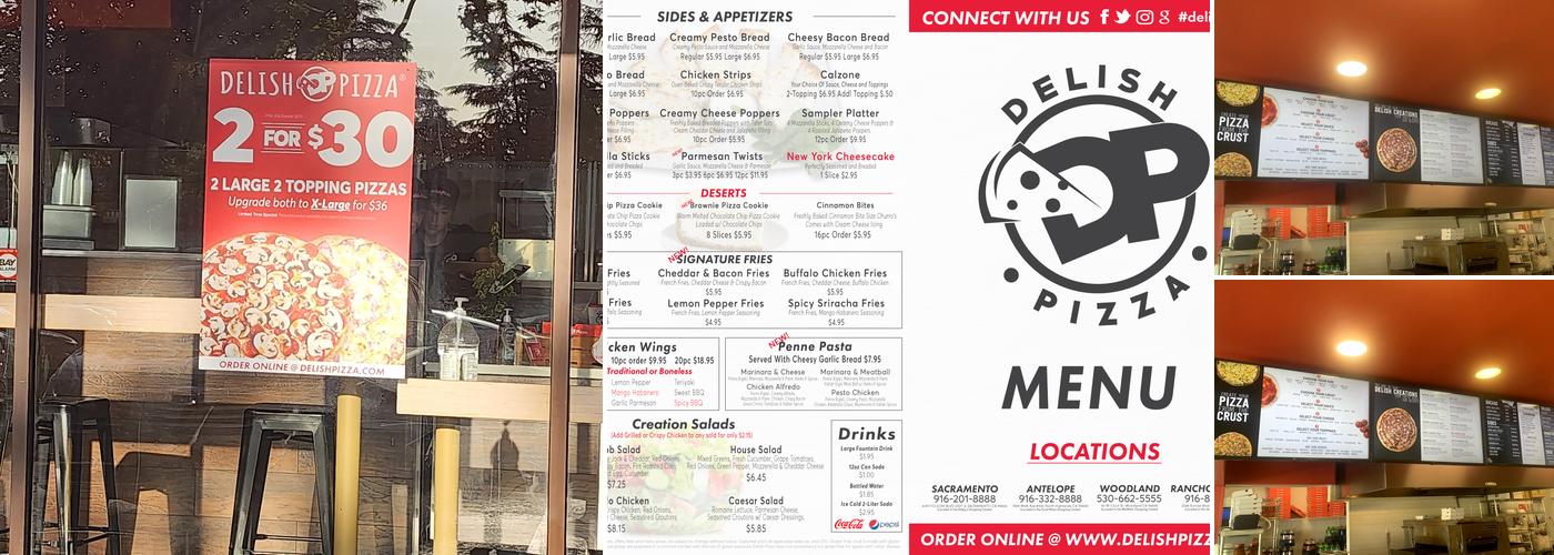 Delish Pizza Menu