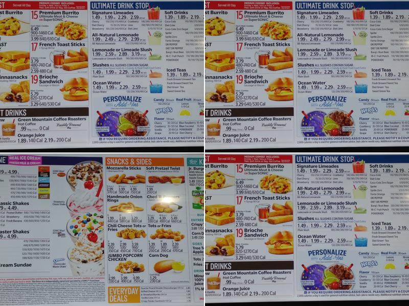 Sonic Drive-In Menu