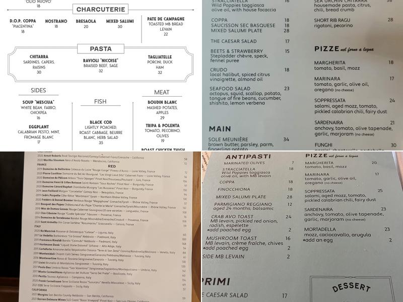 Mentone Menu