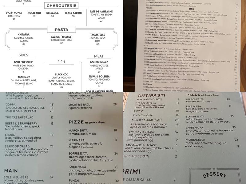 Mentone Menu