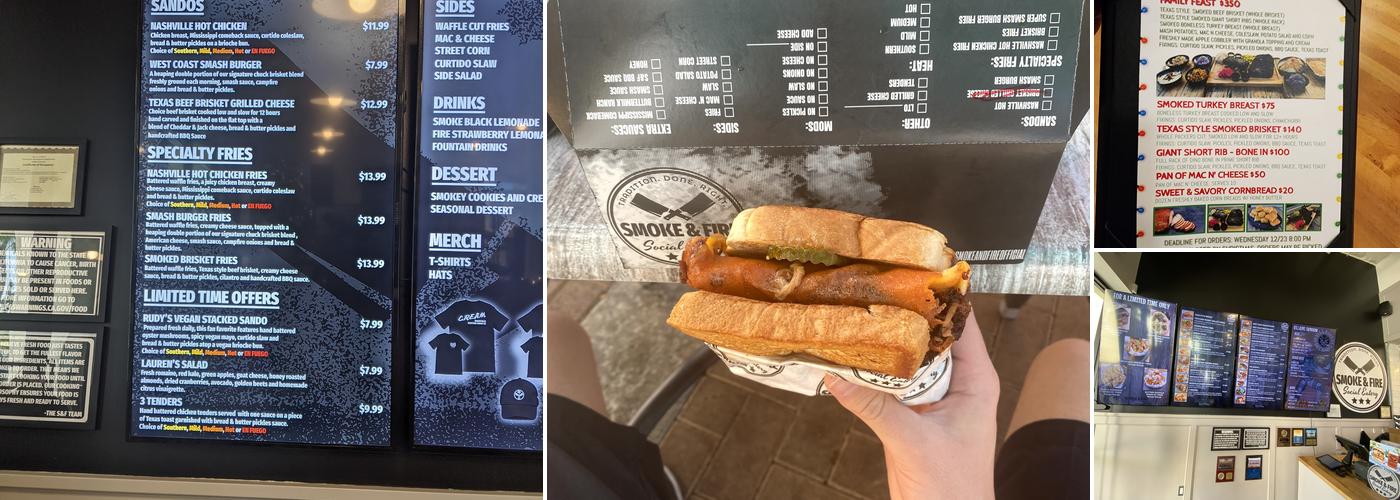 Smoke and Fire Social Eatery Menu