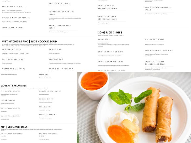 Viet Kitchen Menu