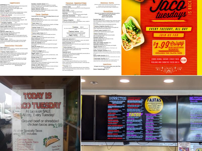 Tacos Cancun Mexican Grill Menu