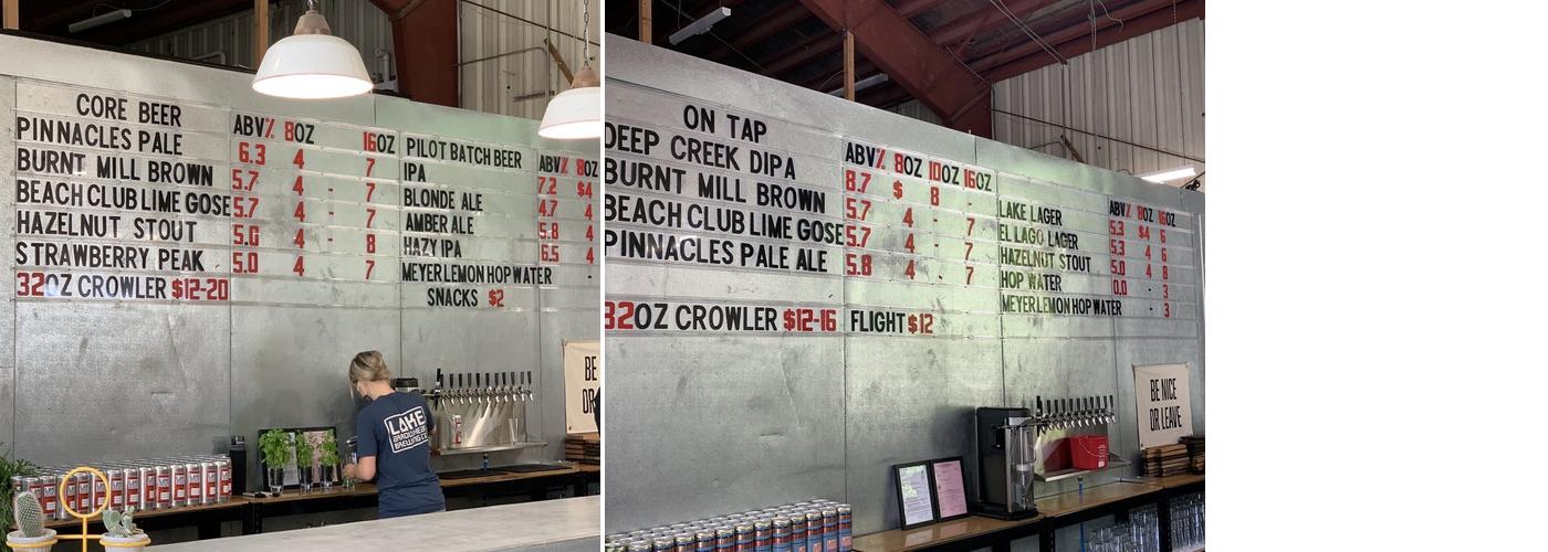 Lake Arrowhead Brewing Company Menu