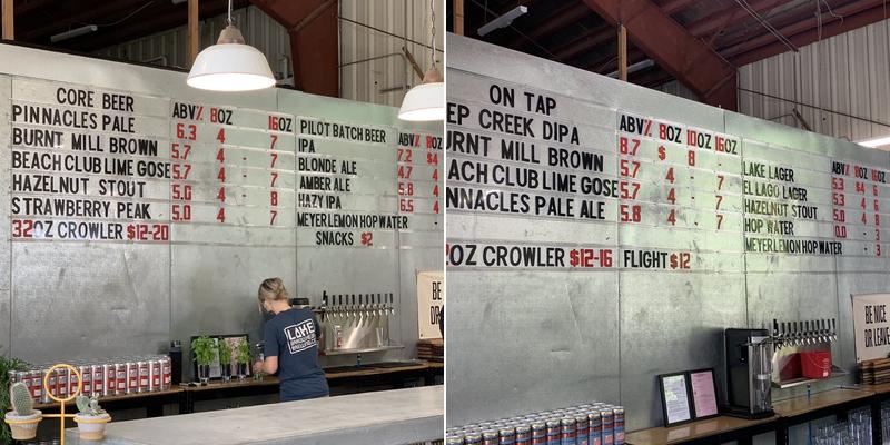 Lake Arrowhead Brewing Company Menu