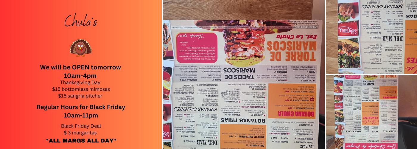 Mariscos La Chula -Downey Menu