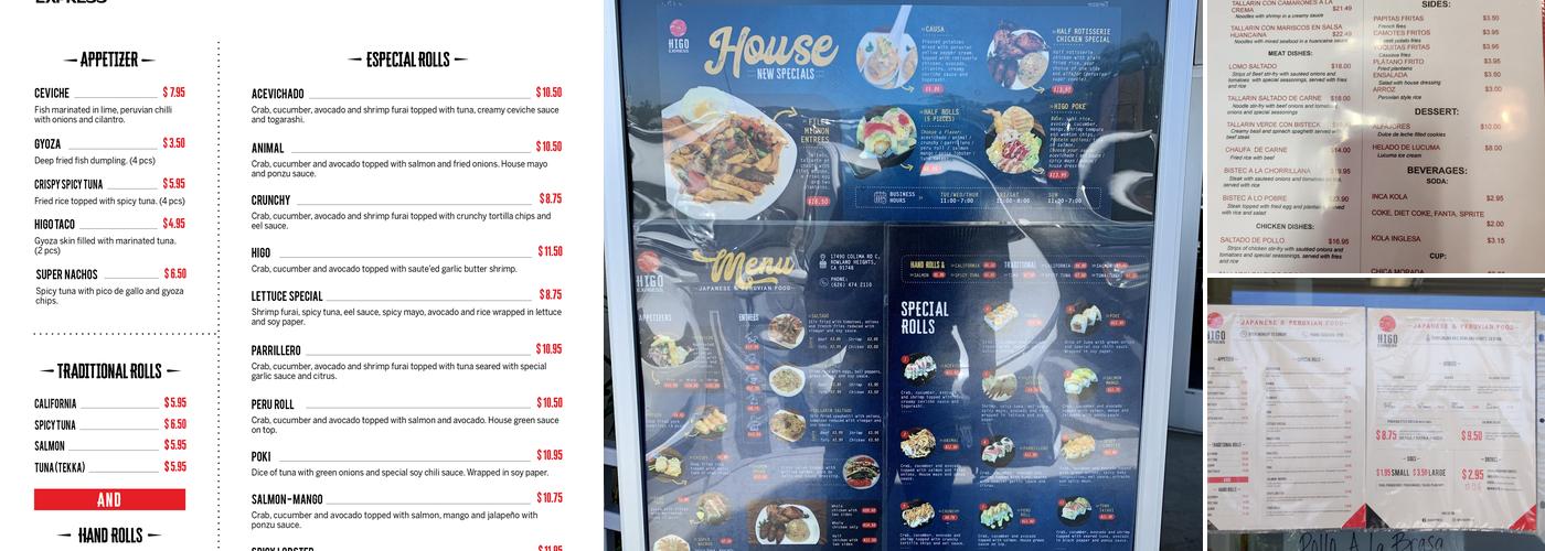 Higo Express Menu