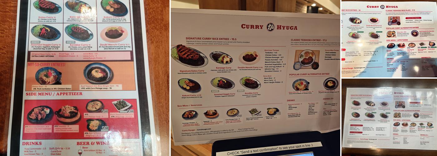 Curry Hyuga Menu