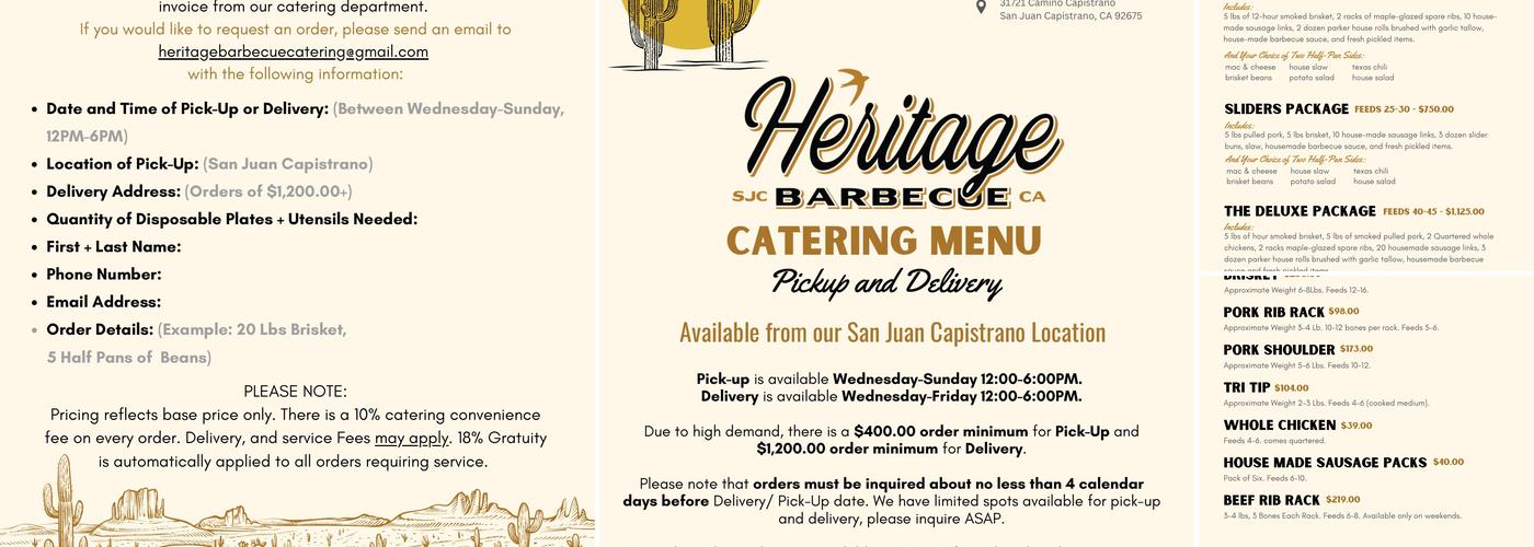 Heritage Barbecue Menu