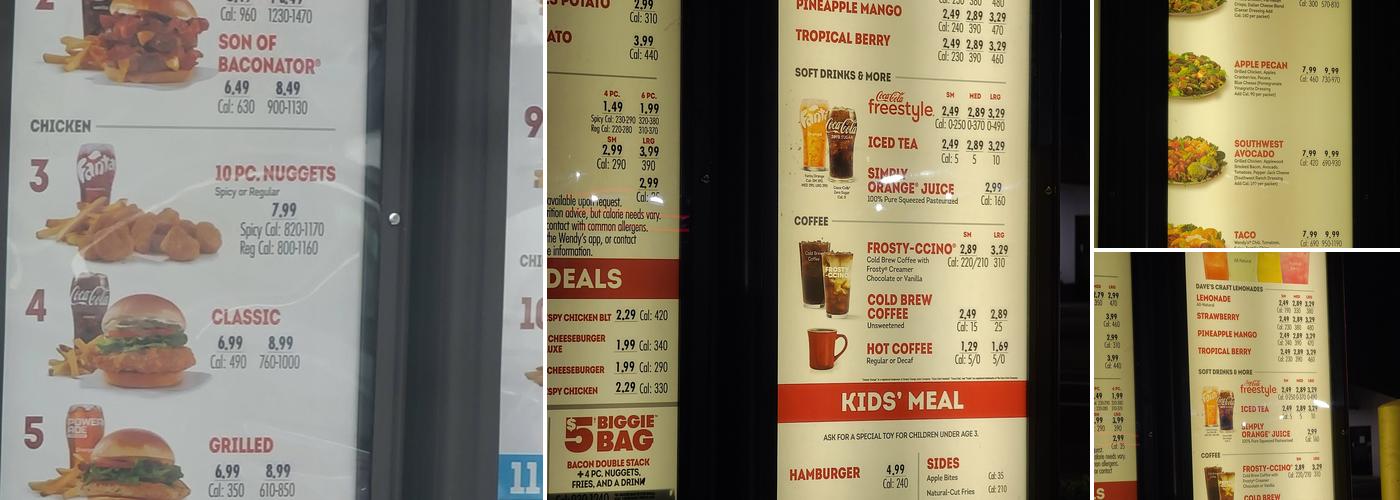 Wendy's Menu