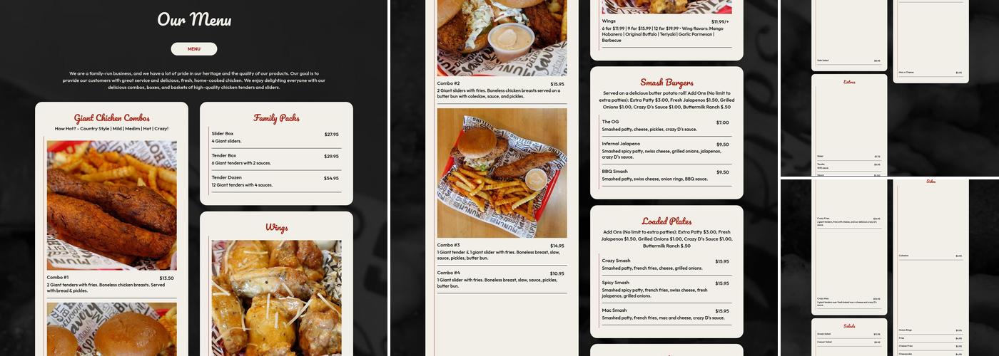 Crazy D's Hot Chicken Menu