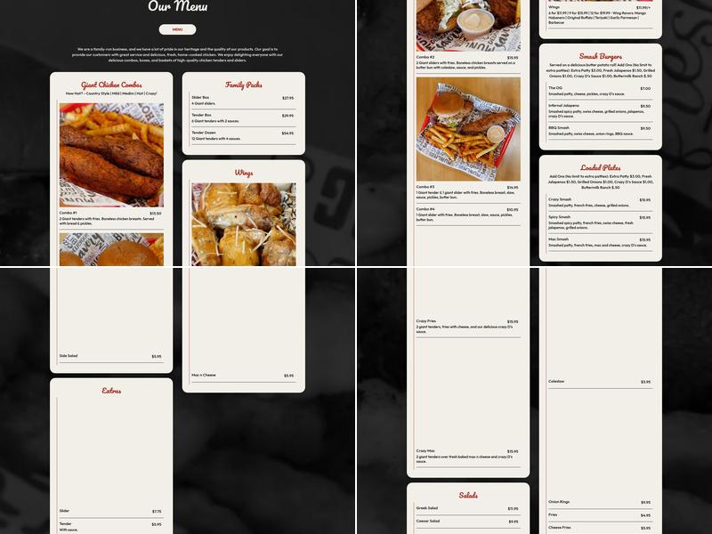 Crazy D's Hot Chicken Menu