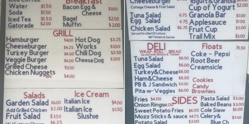 Short Beach Golf Course Menu