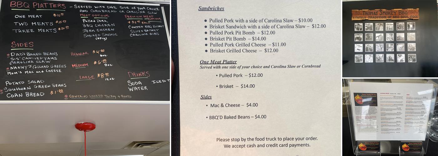 Thomas Smokey Pit Stop Menu