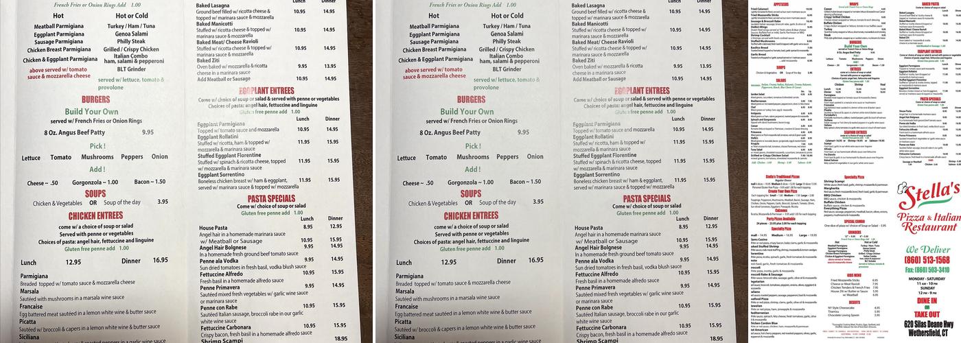 Stella's Pizza and Italian Restaurant Menu