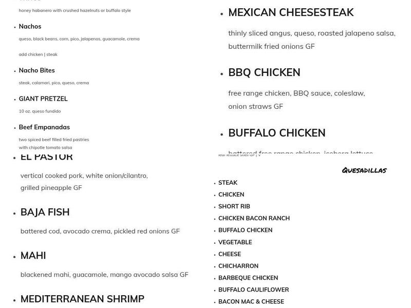 Uptown Taco Menu