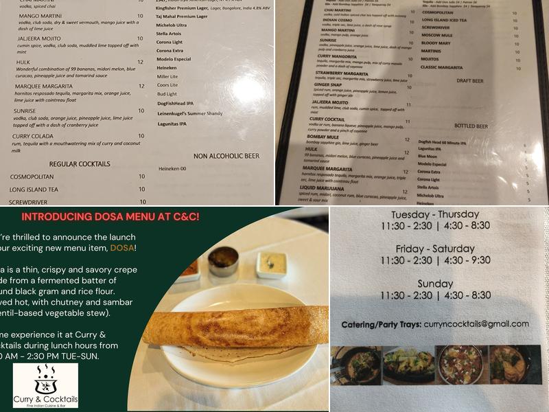 Curry & Cocktails Menu