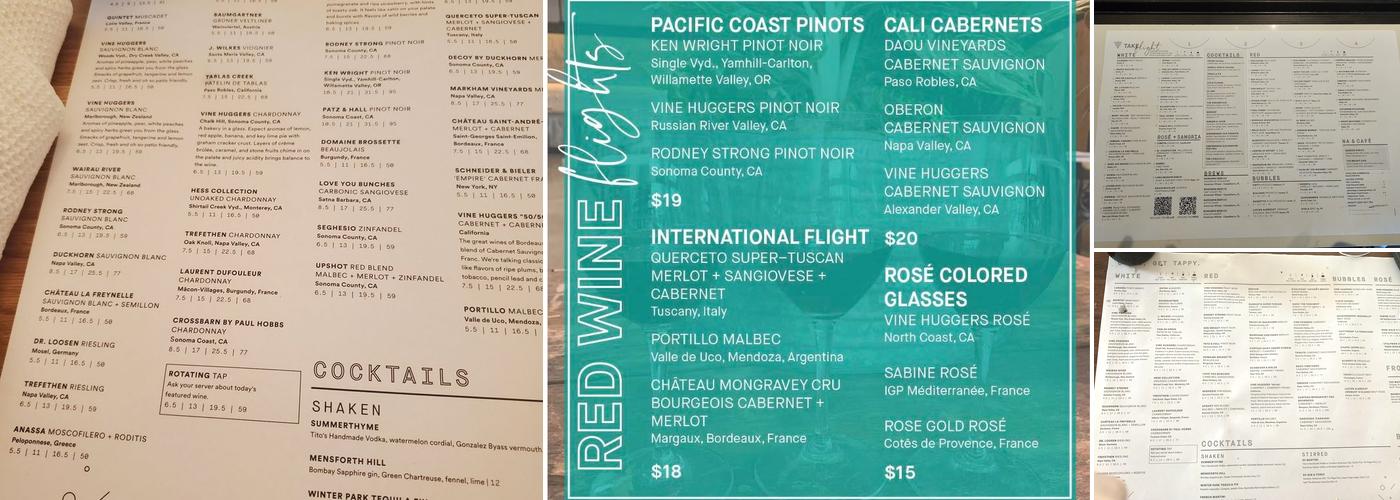 Sixty Vines Menu