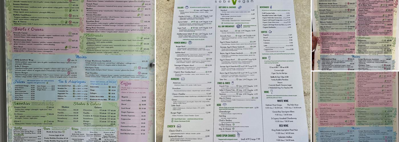 SoBe Vegan Menu