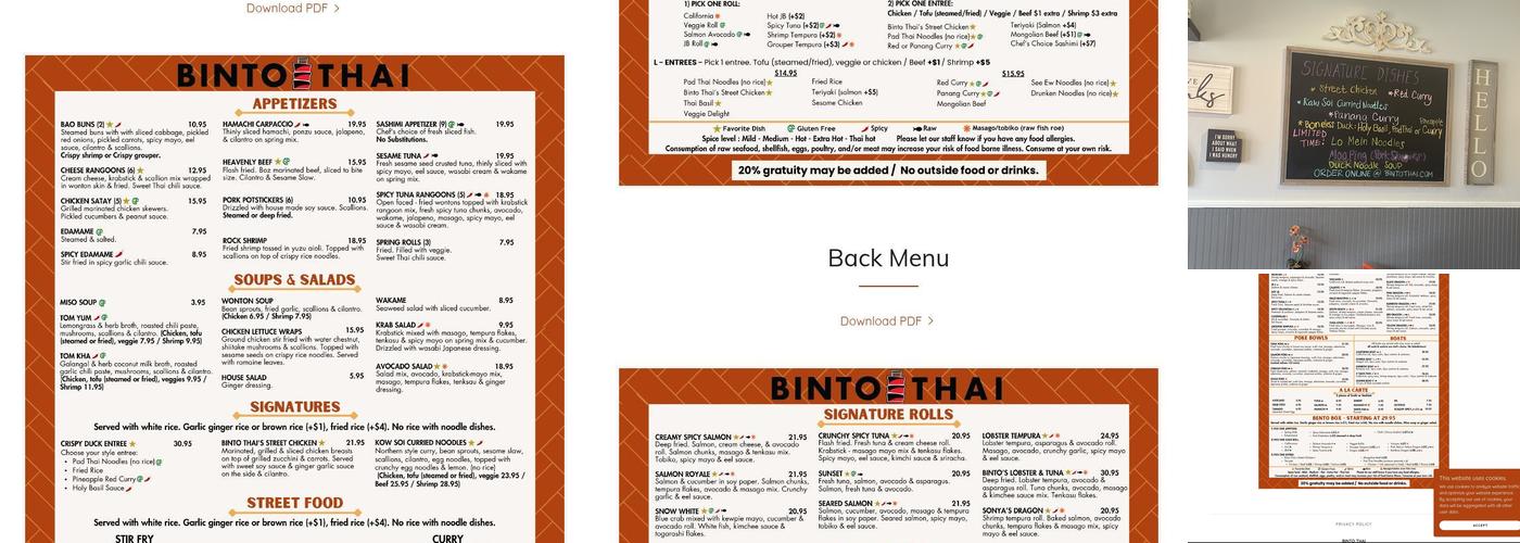 Binto Thai Menu