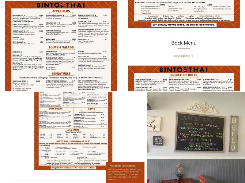 Binto Thai Menu