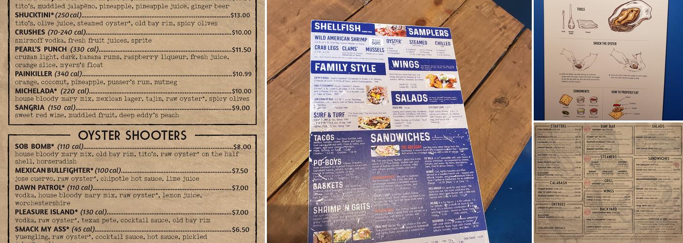 Shuckin' Shack Oyster Bar Menu