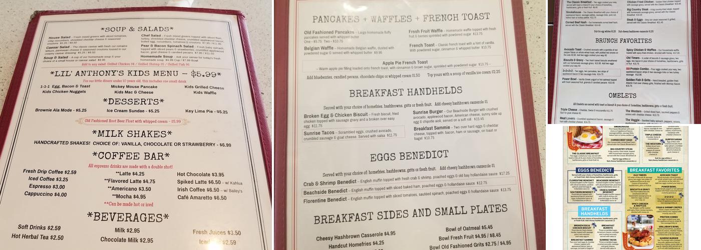 A1A Beachside Diner Menu