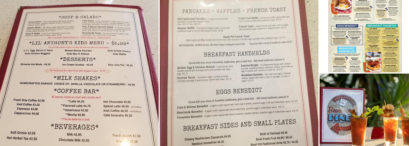 A1A Beachside Diner Menu