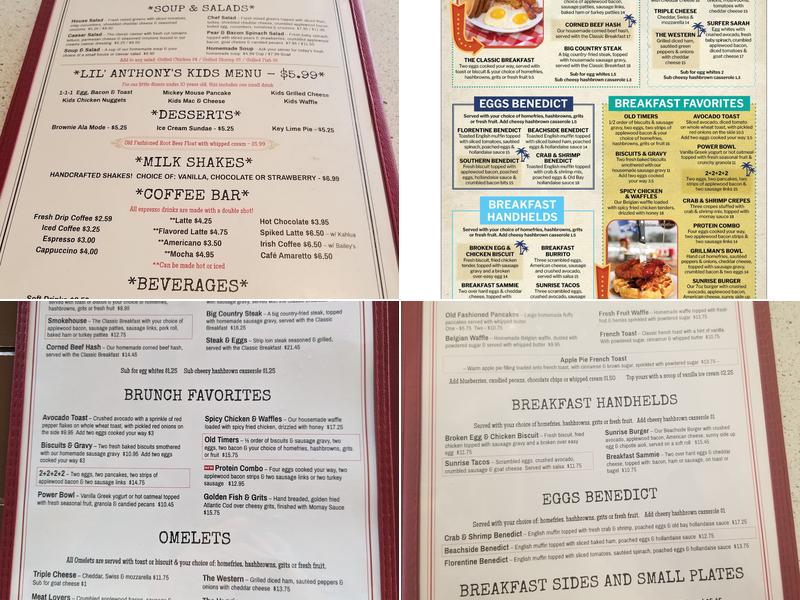A1A Beachside Diner Menu