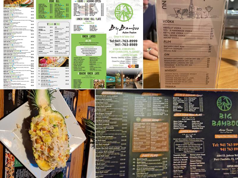 Big Bamboo Asian Fusion Menu