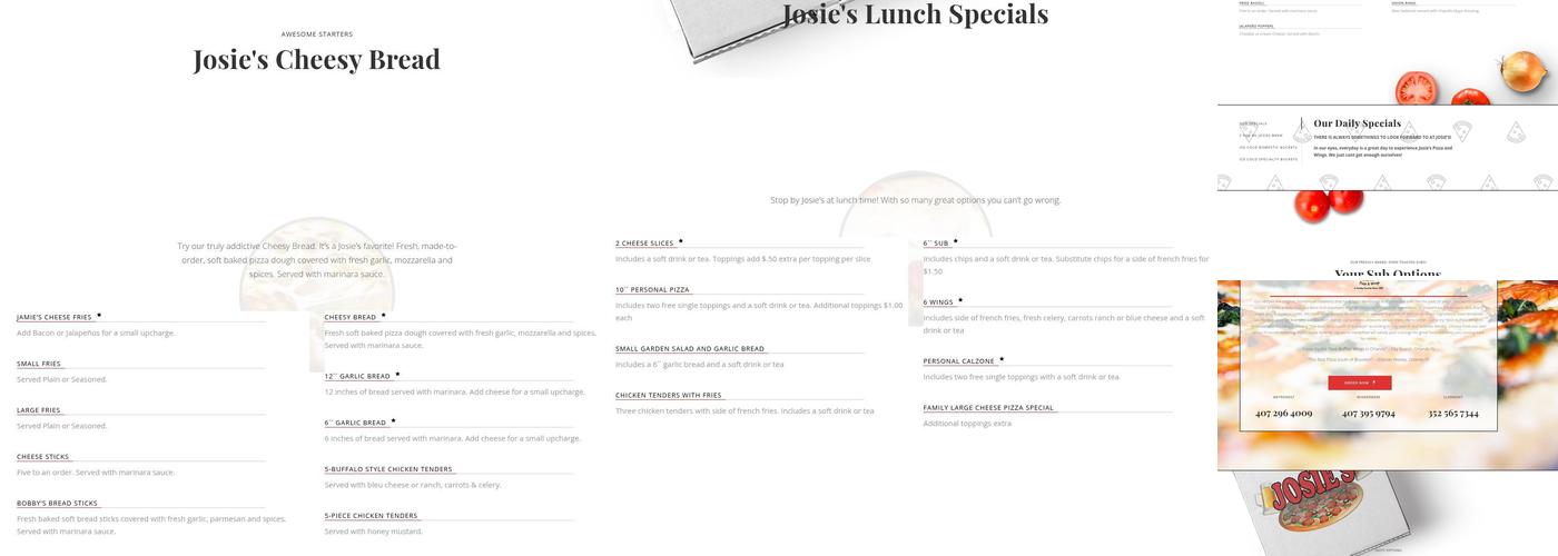 Josie's Pizza & Wings-Windermere Menu