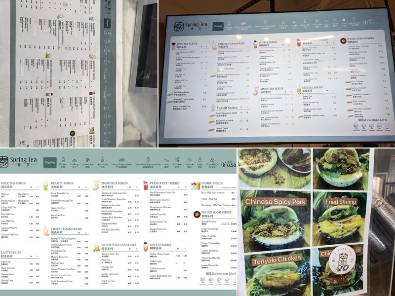 SpringTea Menu