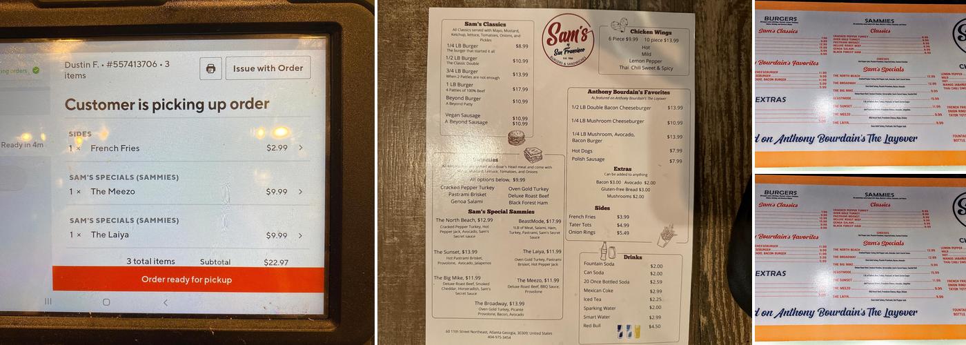 Sam’s of San Francisco Menu