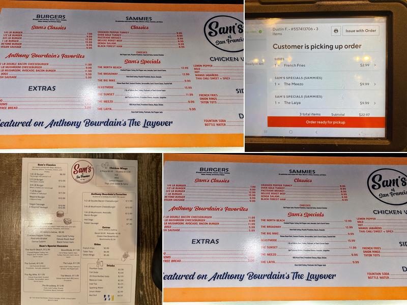 Sam’s of San Francisco Menu