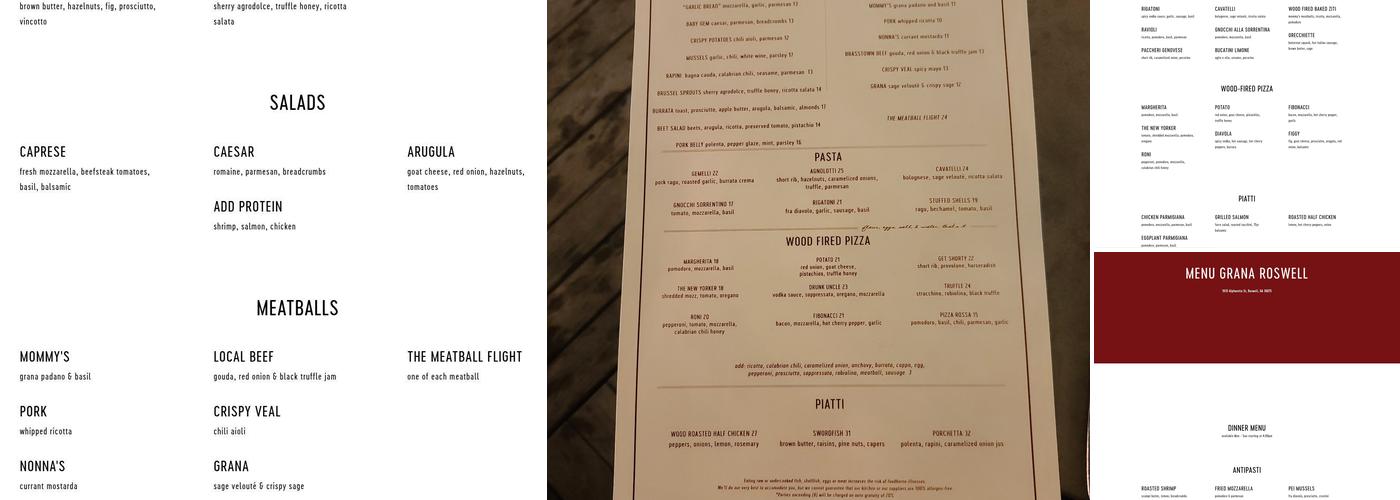 Grana Menu