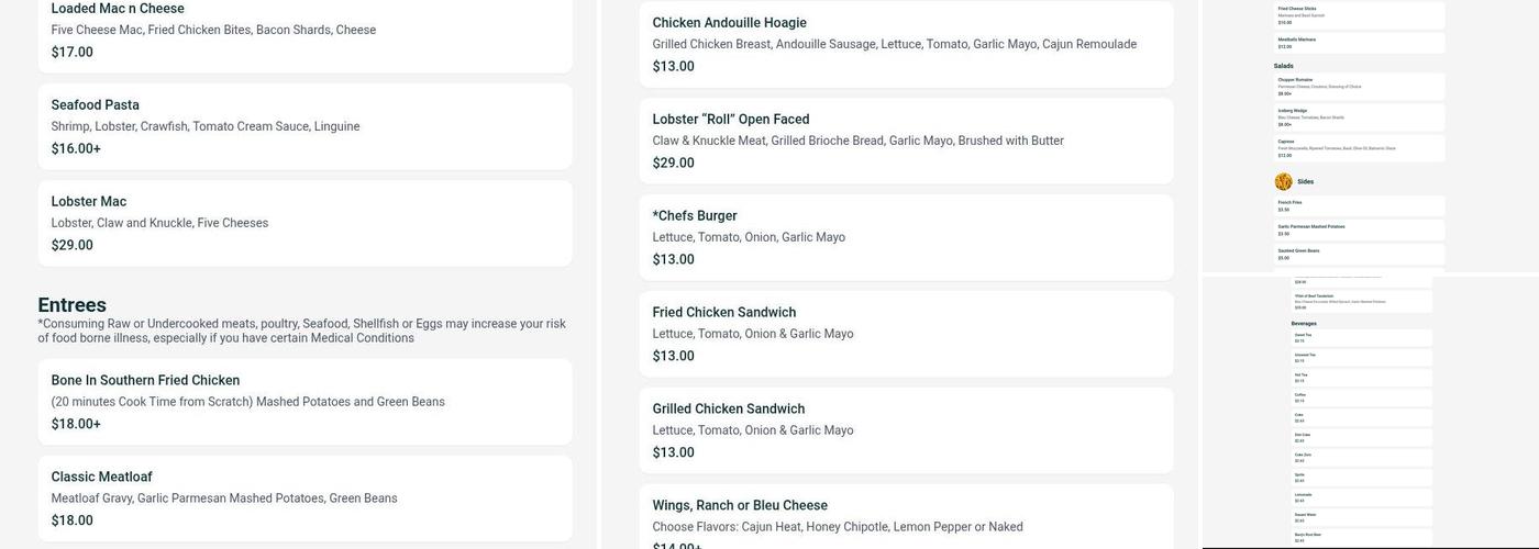 Eating Americana Menu