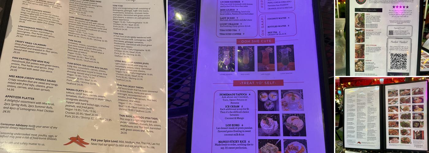 Olay's Thai Lao Cuisine Menu