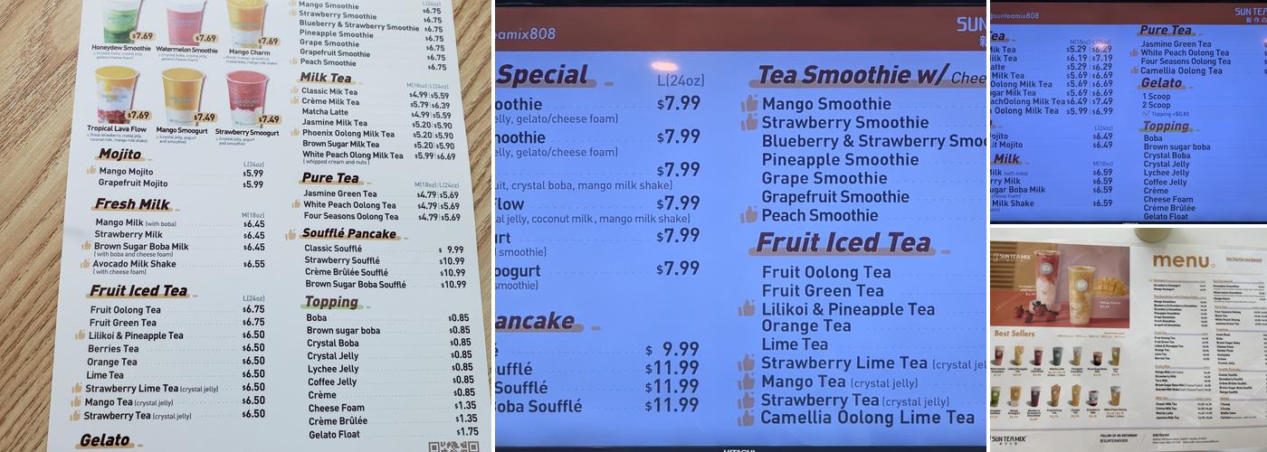 Sun Tea Mix Menu