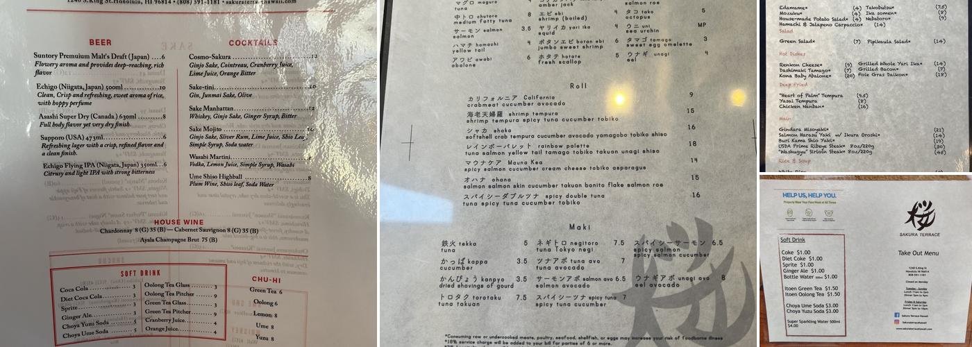 Sakura Terrace Menu