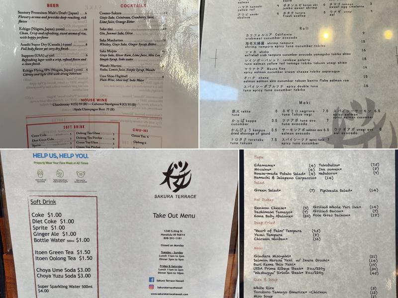 Sakura Terrace Menu